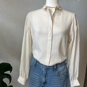 Vintage Liz Claiborne Linen-Cotton Striped Blouse